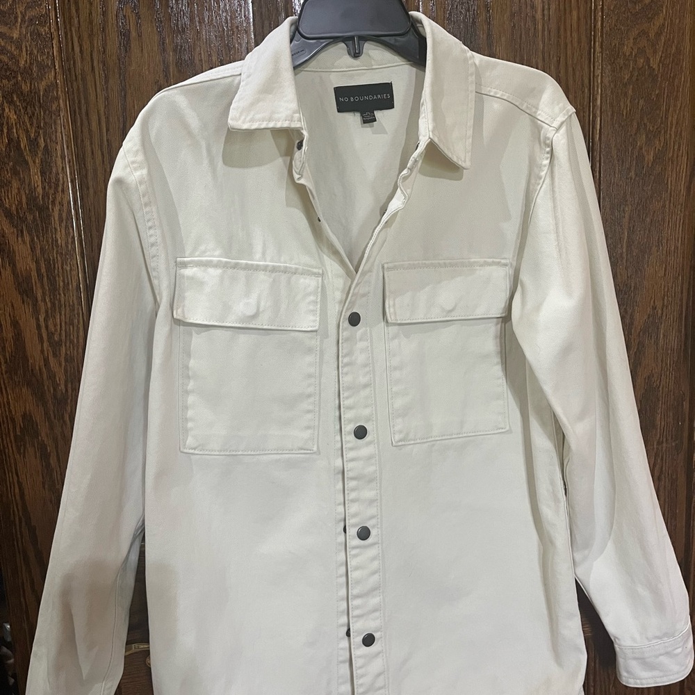 No Boundaries Cream Lightweight Shirt Jacket
